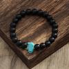 8MM Round Gemstones Bracelet With Turquoise Accent And Elephant Charm Perfect For Adding A Natural Touch To Outfits