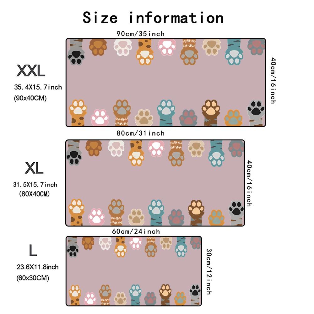 Cute Cat Mouse Pad XXL Large Gaming Desk Mat Kawaii Keyboard Pad Anti-Slip Rubber LockEdge Computer Table Mat Office Accessories