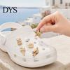 Strandurlaub Schuhzubehör 6 Stück/Set Goldfarbene Anhänger, Sommer Eiscreme Muschel Seestern Metallanhänger für Clogs Damen Mädchen Schuhdekoration
