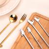 Creative Stainless Steel Tableware Cute Cat Dessert Spoon Fork Coffee Stirring Spoon Fruit Fork Mug Spoon Fork