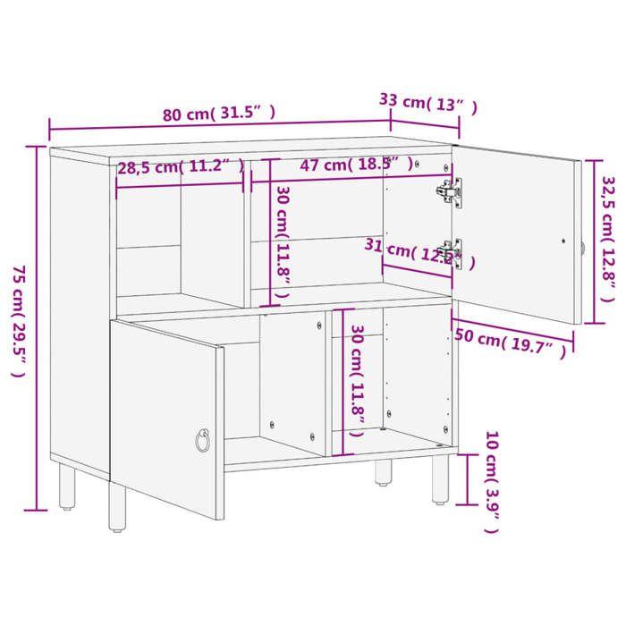 VidaXL Sideboard, Buffet with Legs, Storage Furniture, Living Room Organizer, Home, Solid Wood 358239