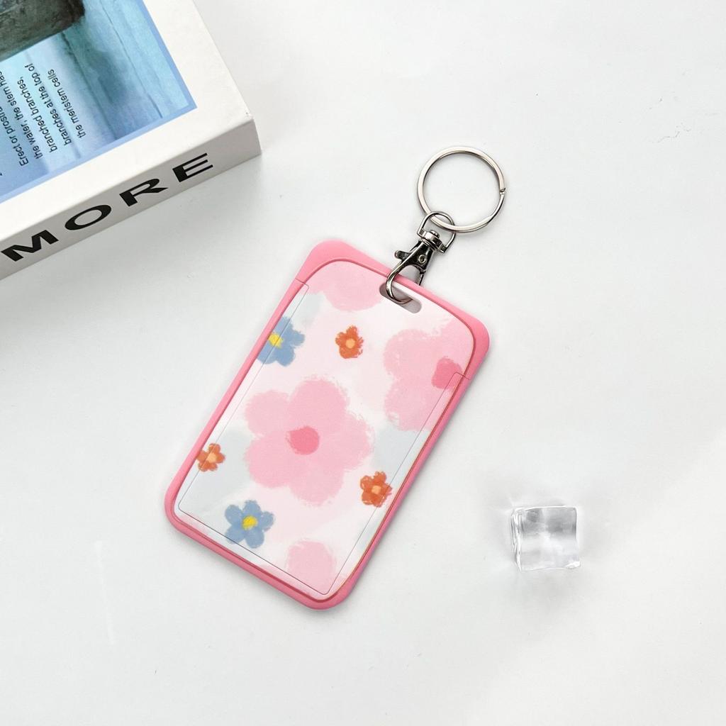 Ins Student Id Card Holder with Lanyard Slide Cover Transparent ABS School Card Cover Game Cards IC Card Protective Cover