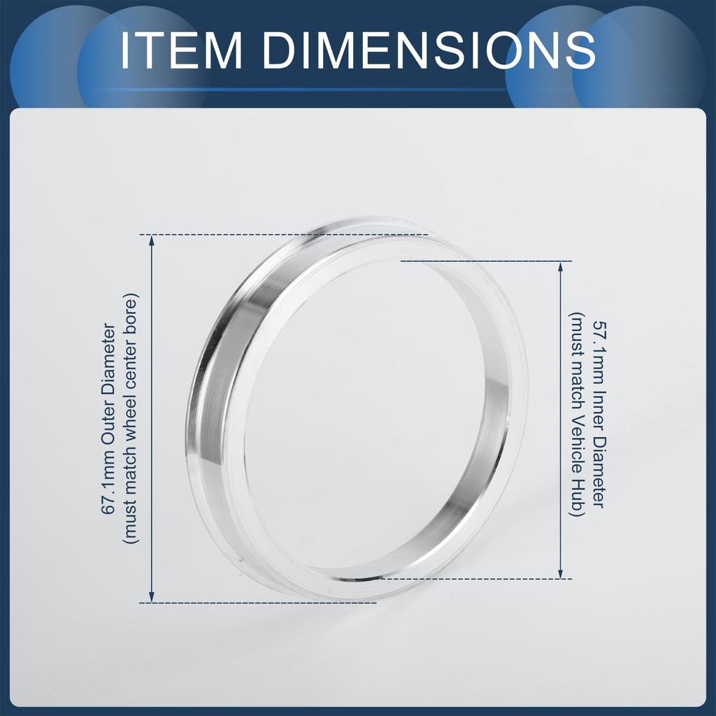 INFINAUTO Hub Centric Ring 57.1mm Inner to 67.1mm OD Car Wheel Hub Ring Aluminum Alloy 4pcs