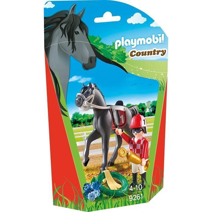 Playmobil 9261 - country - jockey avec cheval de course