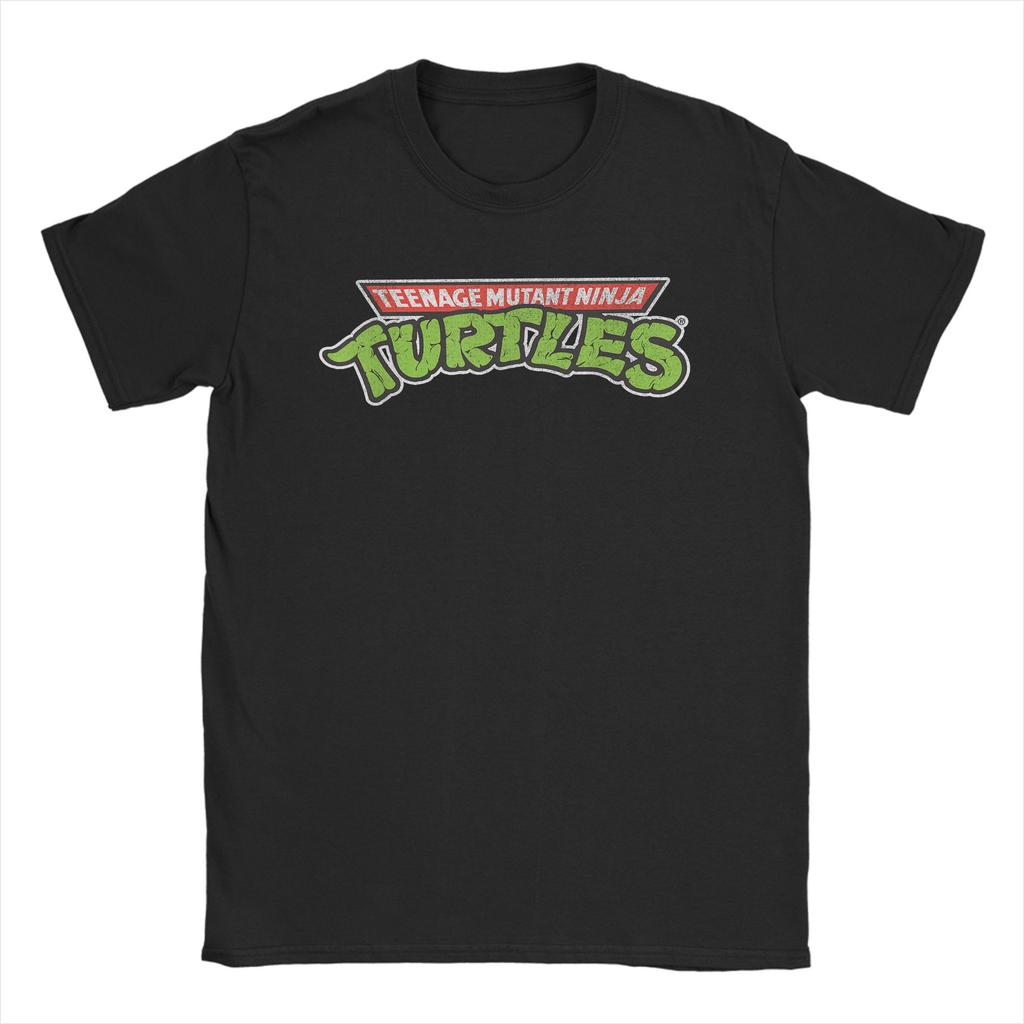 Vintage Ninja Turtles Retro Logo TShirts Men Round Neck Pure Cotton T Shirts Short Sleeve Tee Shirt Birthday Present Clothing
