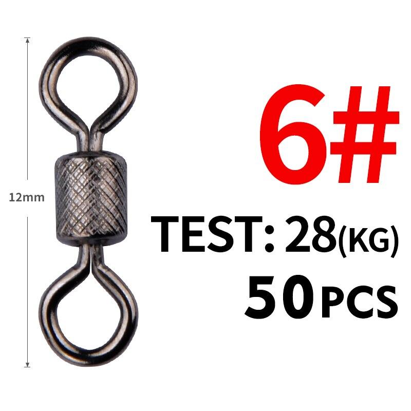 MEREDITH 50PCS/Lot Fishing Swivels Obratlík s kuličkovým ložiskem s bezpečnostní západkou Pevné kroužky Otočný obratlík pro příslušenství pro lov kaprů