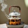 1000ml Magnetic Suction Wooden Handle Beam Glass Teapot With Tea Strainer Steaming and Boiling Flower Tea Puer Dual-use Tea Pot