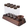 Kaffeebohnen Aufbewahrungsröhrchen mit Walnuss Holzständer Luftdicht 8 Stück Röhrchen Glas Dosier Kaffeebohnen Keller für Zuhause Geschäft Bar