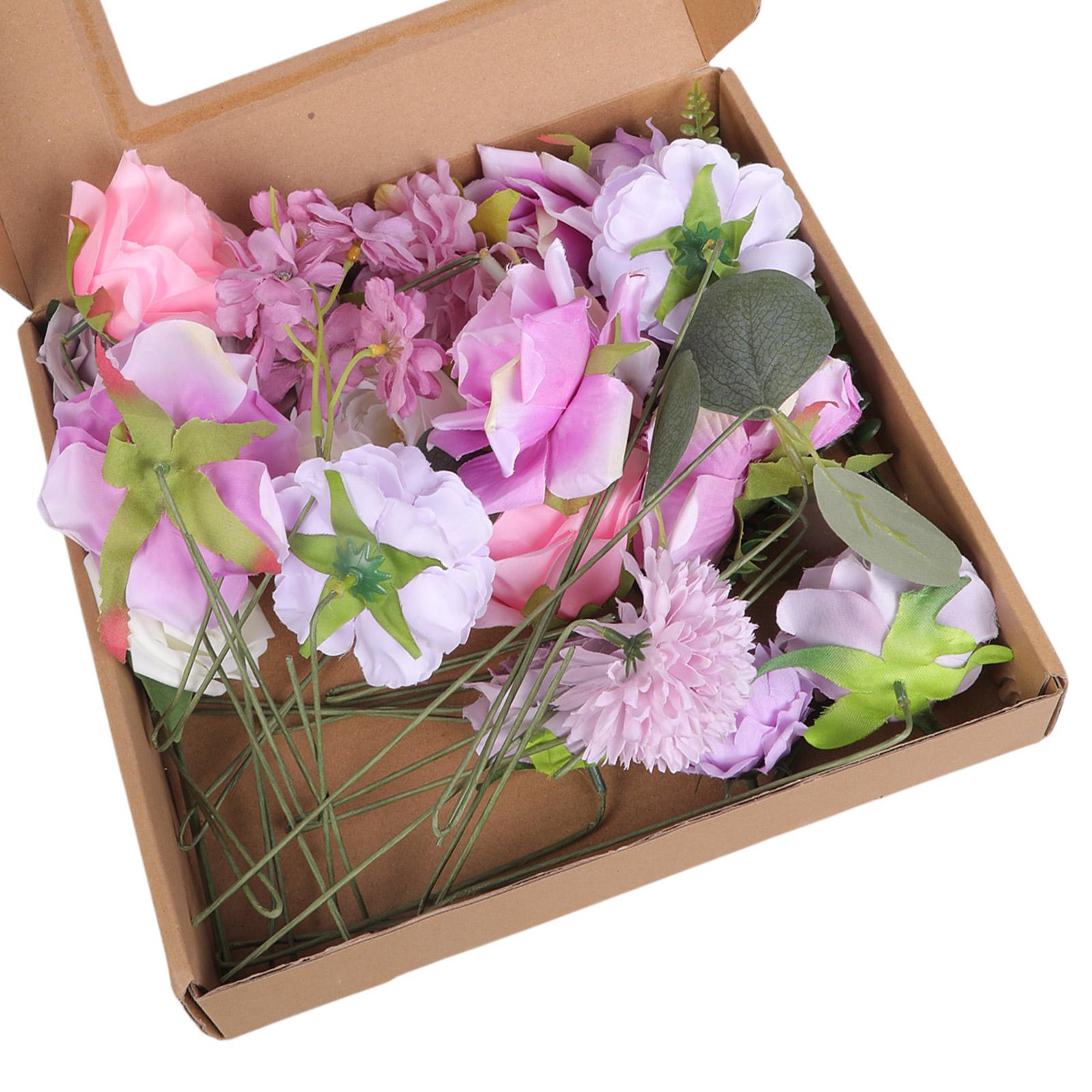 Artificial Silk Flower Assorted Color Fabric Flower Box Home Wedding Birthday Party Decoration Set
