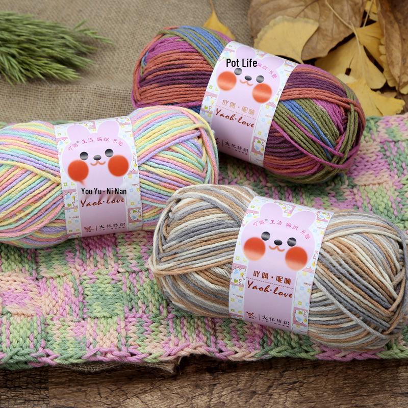 6-fädiges buntes Milchbaumwollgarn für Schals und Mützen - Dicker Garnknäuel für handgefertigte Häkel- und Strickprojekte