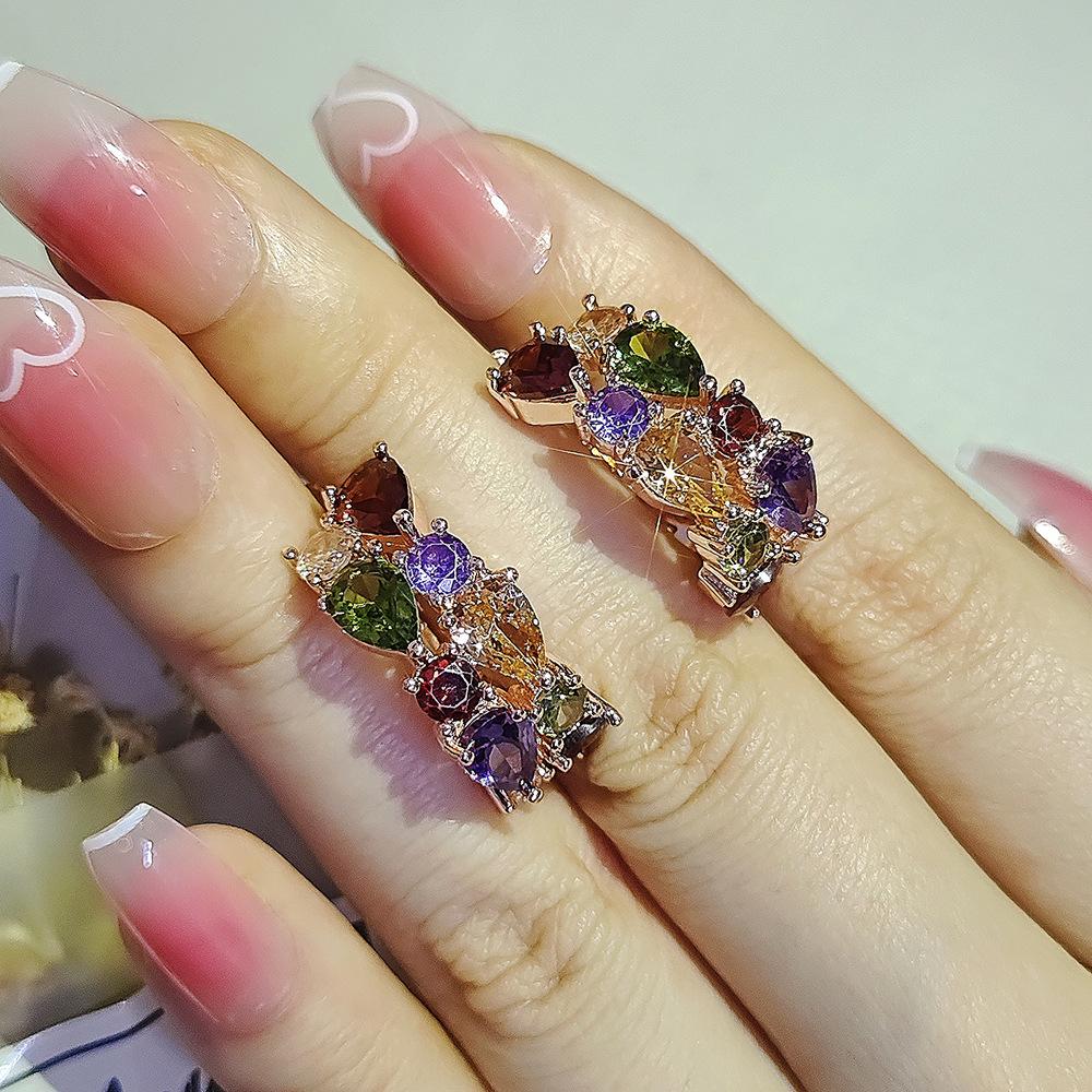Multicolored Earring Vintage Zirconia Rose Gold Plated Custom Fine Jewelry Earrings 2024