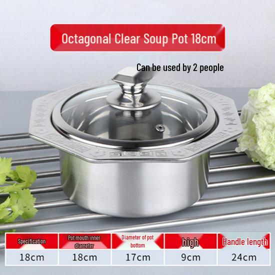 Stainless Steel Single-Serve Mini Hot Pot with Induction Compatibility and Extra Thick Design for One Person