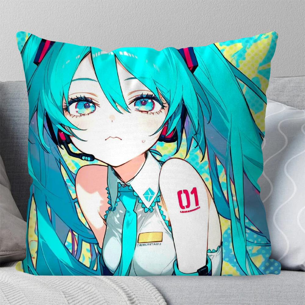 H-Hatsune M-Miku Singer Anime Pillow Case Square Pillow BedroomSofaLeisure Comfort Cushion Car Living Room Home Decoration 40X40