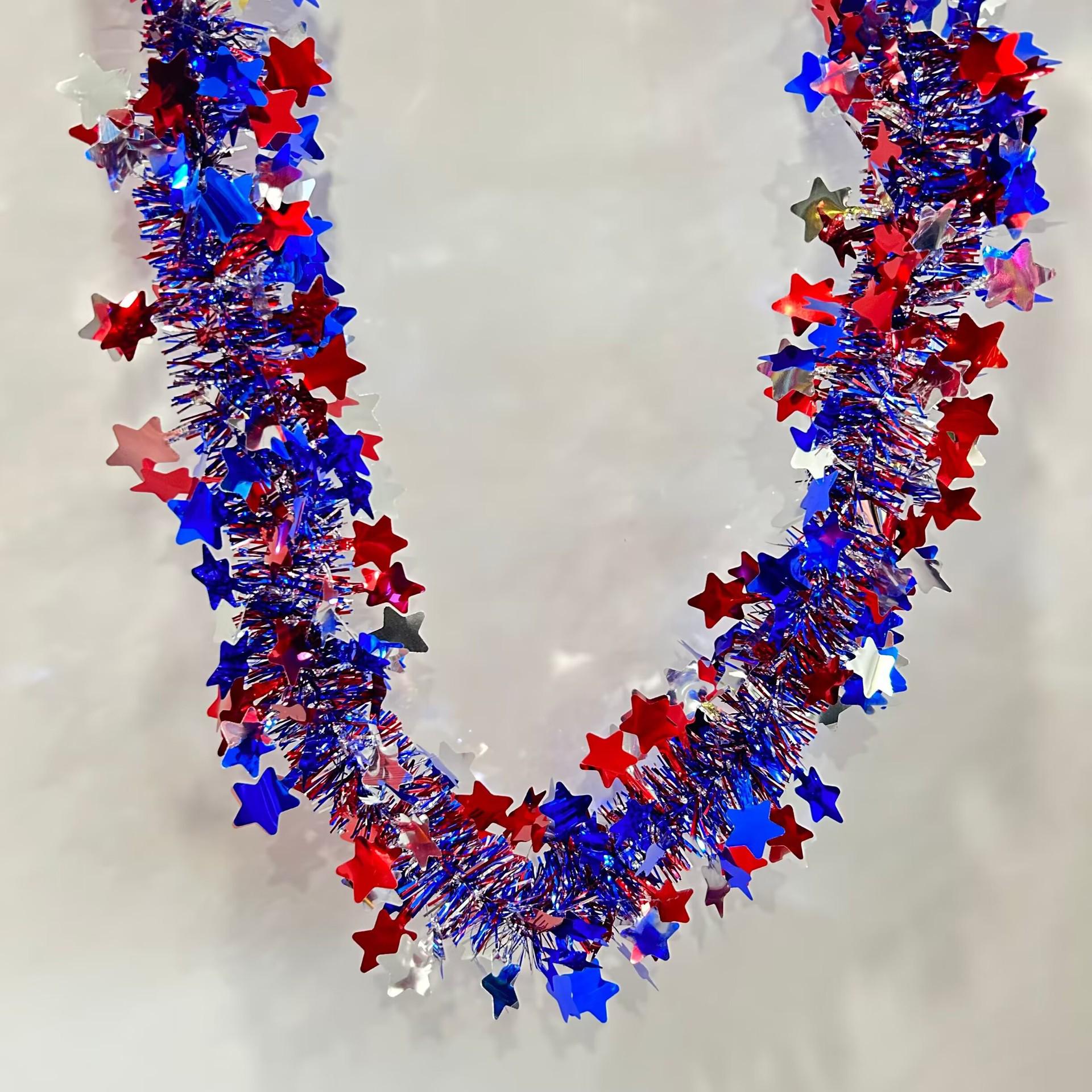 

Набор шерстяных полосок и лент ко Дню независимости Америки: Красные, белые, синие полоски, звездные круги и подвески 1.5m