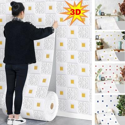 Decorative Waterproof and Moisture-proof 3D Brick Patterned Wall Panel Wallpaper DIY Living Room Bedroom Kitchen Background Wall