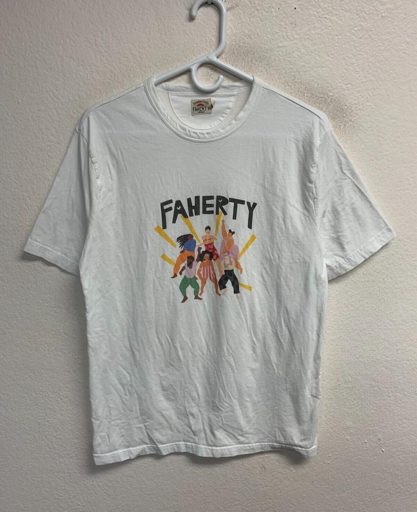 Faherty  T-Shirt MEDIUM Slim Fit White Adult Inclusion Diversity Love Dance Unisex T-Shirt L