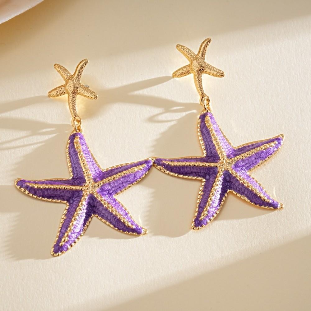 Iron Material Starfish Dangle Earrings Ear Pendant Long Tassel Earrings Women