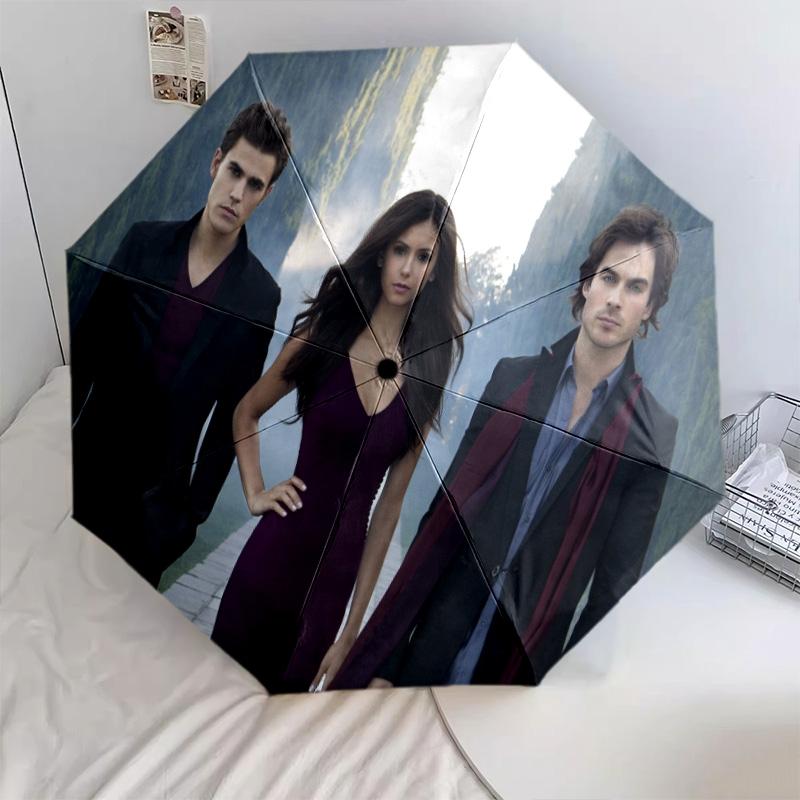 1PC Vampire Diaries Series Automatic Umbrella - Suitable Travel Outdoor Portable Umbrella Birthday Gift Daily Essentials