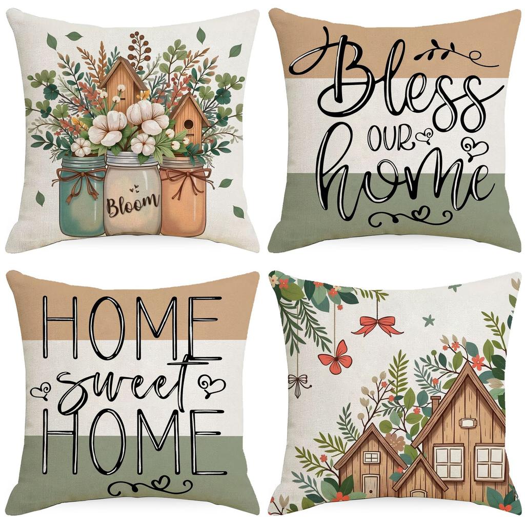 Sofa Pillow Spring Decoration Plant Print Pillow Living Room Simple and Comfortable Seat Cushion