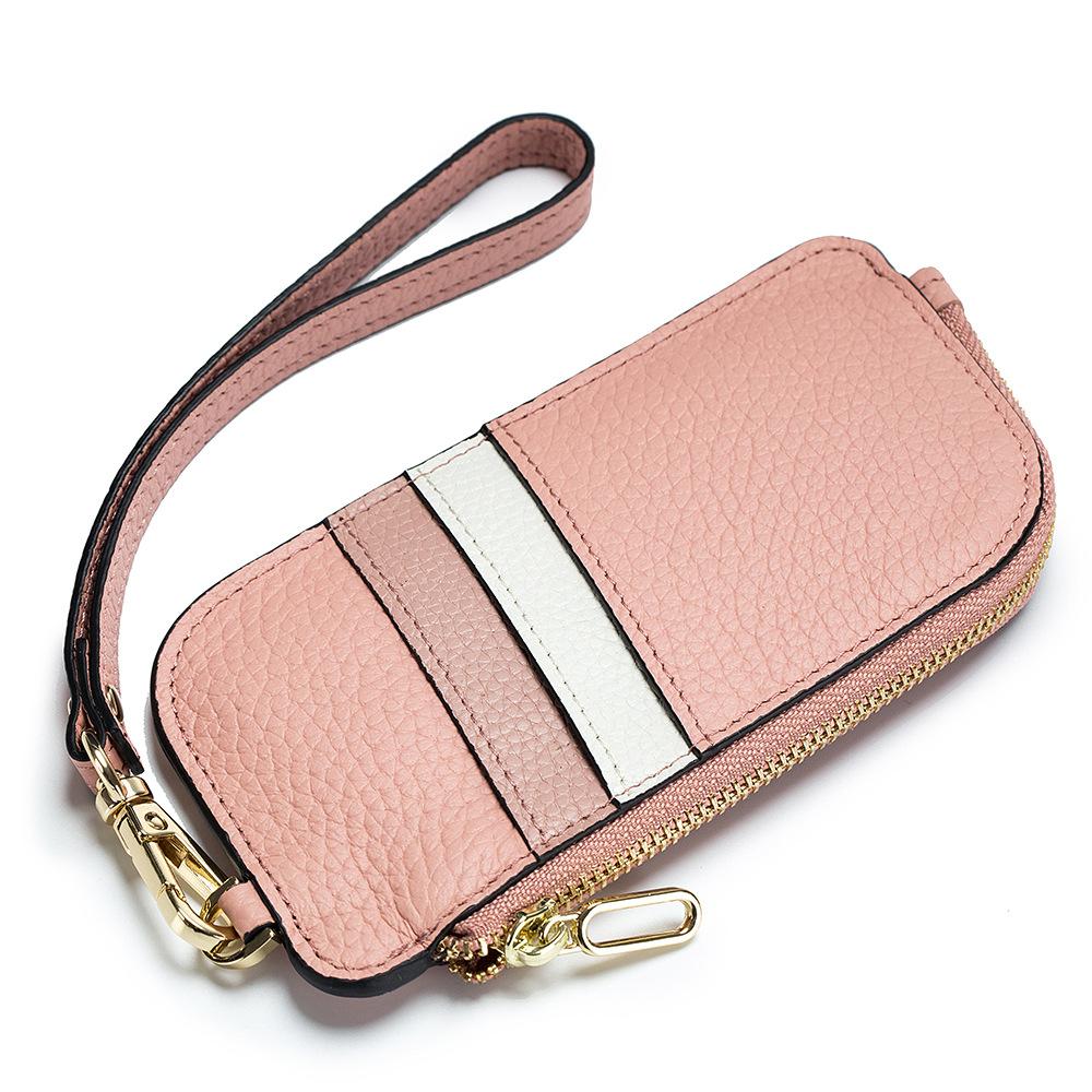 

Card bag change bag integrated ultra-thin small wallet bag ins trendy cute creative cowhide hand change bag woman рожевий