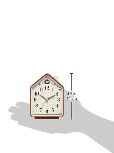 Seiko Clock PYXIS Alarm Clock, Natural Nature Sound, Analog, Switchable Alarm, Brown, Wood Grain Pattern, NR444A