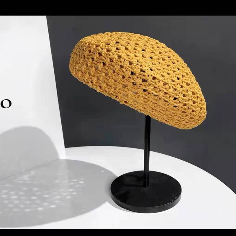 Sommer Hohlstrick Baskenmütze Hut für Damen Mode Britischer Maler Stern Design Atmungsaktive Kappe für Damen Mädchen