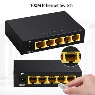 Internet Splitter Ethernet Smart Network Switcher Game Network Switch RJ-45 LAN Adapter 5-Ports 100M Switch Ethernet Switch RJ45 Hub Plug and Play