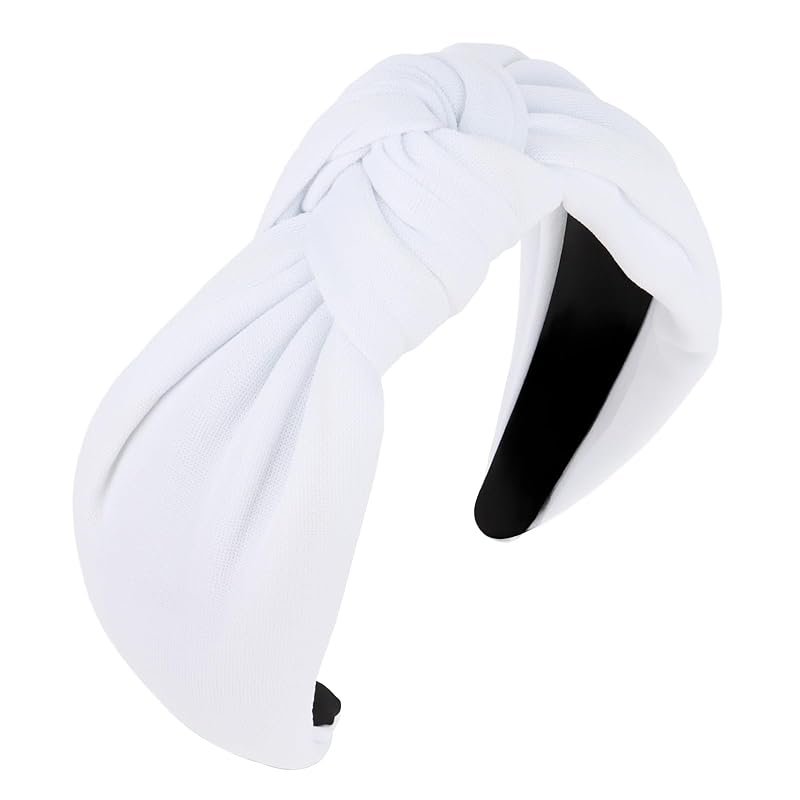 White Headbands for Women Knotted Headbands, Large Head Bands for Women s Hair Wide Head Bands, Thick Head Band Womens Fashion Head Band Hair