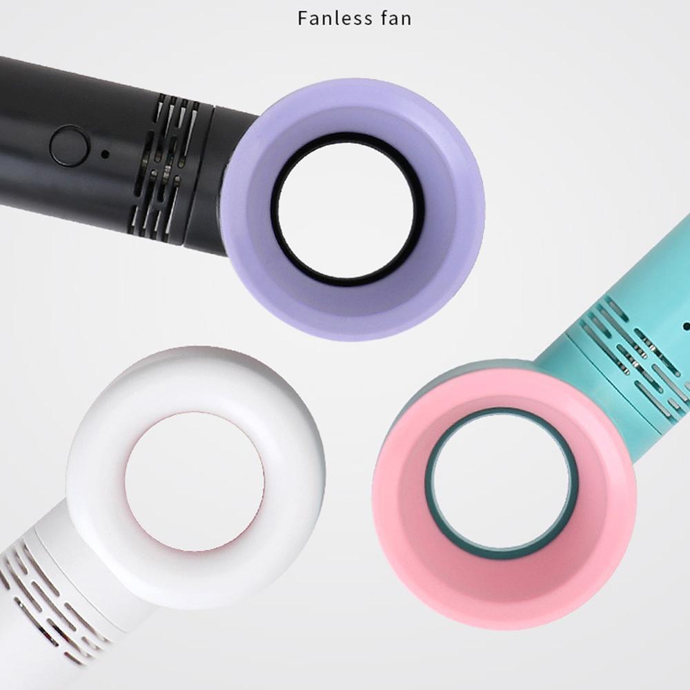 Nou ventilator portabil de vară fără lame Mini răcitor fără frunze Ventilator la îndemână cu 3 viteze Ventilator de răcire reîncărcabil prin USB pentru călătorii în aer liber, birou