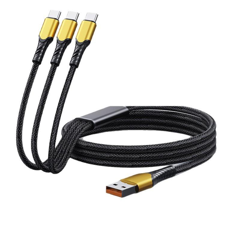 100W 3 in 1 USB Type C Cable USBA/ USBC To 3 Type C Fast Charging Cable Spliter Cord for iPhone17 Samsung Xiaomi Huawei