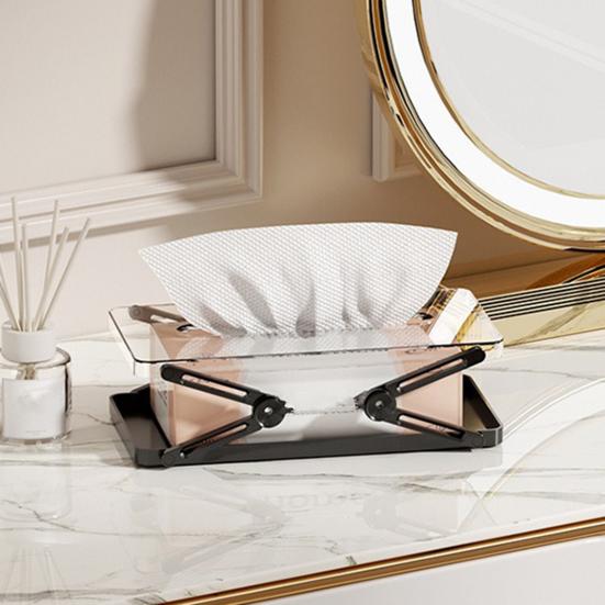 Clear Tissue Box Holder Spring-loaded Tissue Dispenser Transparent Desktop Tissue Box Cover for Home Office Bathroom Car