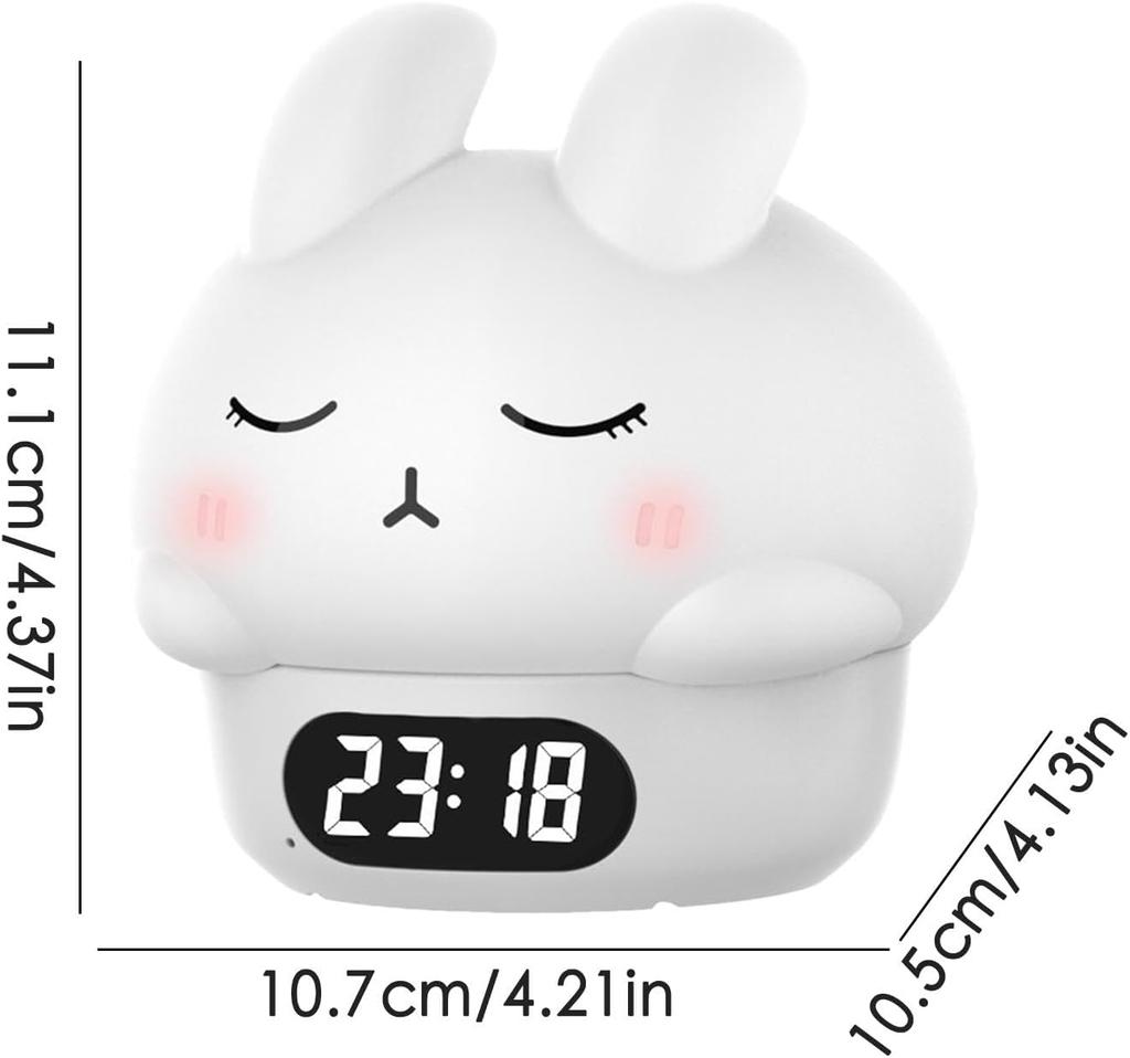 Bunny Night Light Alarm Clock | Fun Rabbit Wake up Lamp | Fun Rabbit Wake up Lamp, Rechargeable Rabbit Silicone Pat Light, Recha