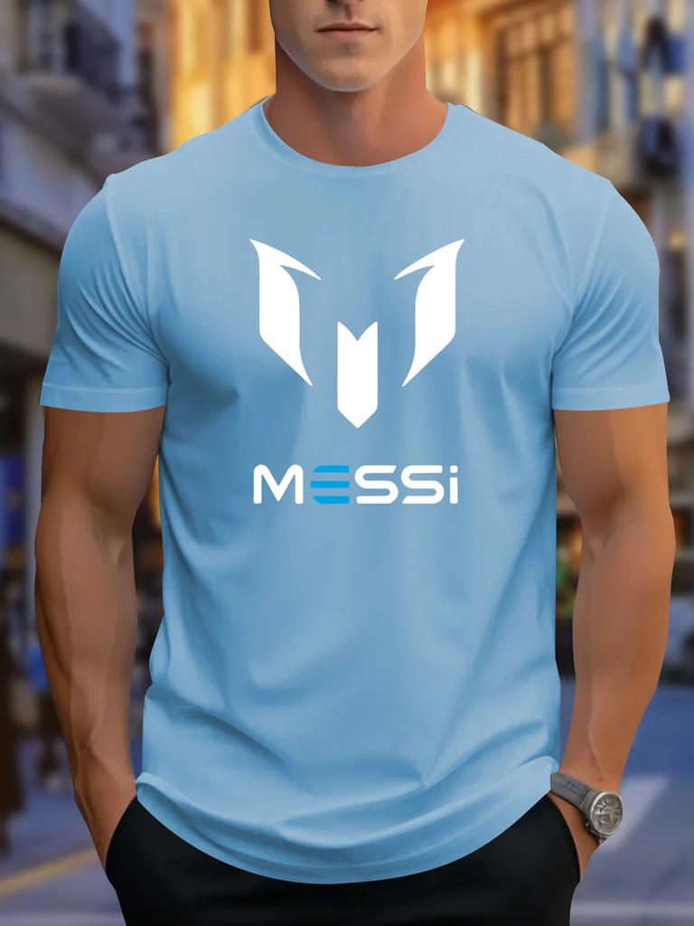 The 2025 Summer New Men's T-shirt Messi Printed Round-neck Casual, Fashionable and Lightweight Polyester Men's T-shirt#Color