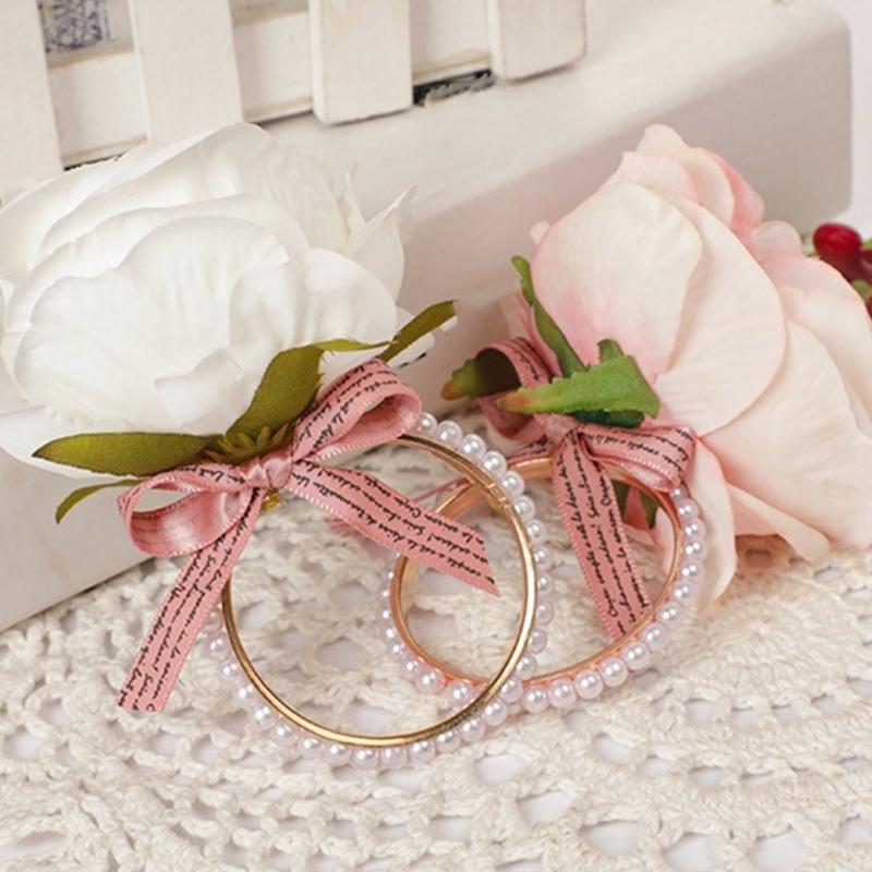 Christmas Party Napkin Buckles Elegant Eucalyptuses Leaf Napkin Rings Pearls Bead for Holiday Gatherings