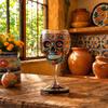 Gothic Skull Wine Glass, Hand Painted Skeleton Goblet, Day of The Dead Decor, Unique Bar Gift for Halloween