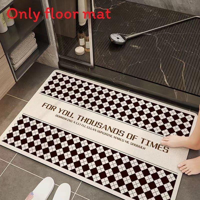 

Modern Simple Letter Grid Stripe Pattern Diatomaceous Earth Bathroom Doormat With Absorbent Quickdry For Shower Entrance Diamond Letter,40x60cm