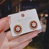 Fashion Temperament Sweet Flower Stud Earrings Women's Red Bow Flower Earrings Versatile Exquisite Daily Atmosphere Earrings