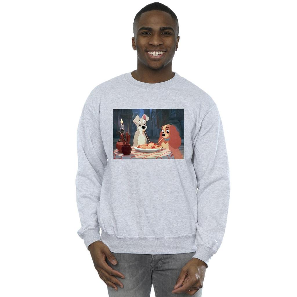Disney Mens Lady And The Tramp Spaghetti Photo Sweatshirt