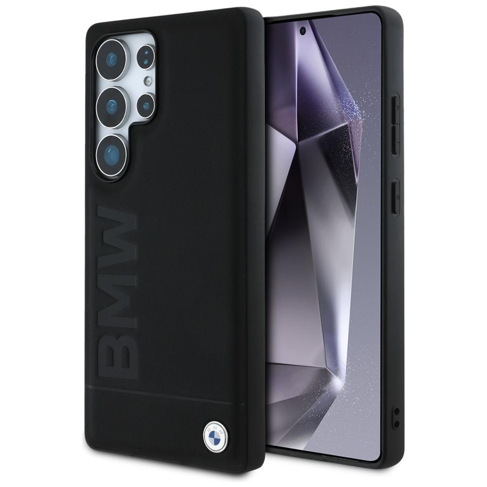 BMW Leather Big Wordmark Case for Samsung Galaxy S25 Ultra Black