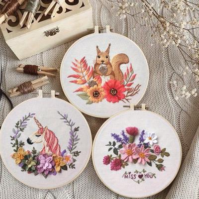 1-piece Floral Embroidery DIY Craft Kit (including Tools)