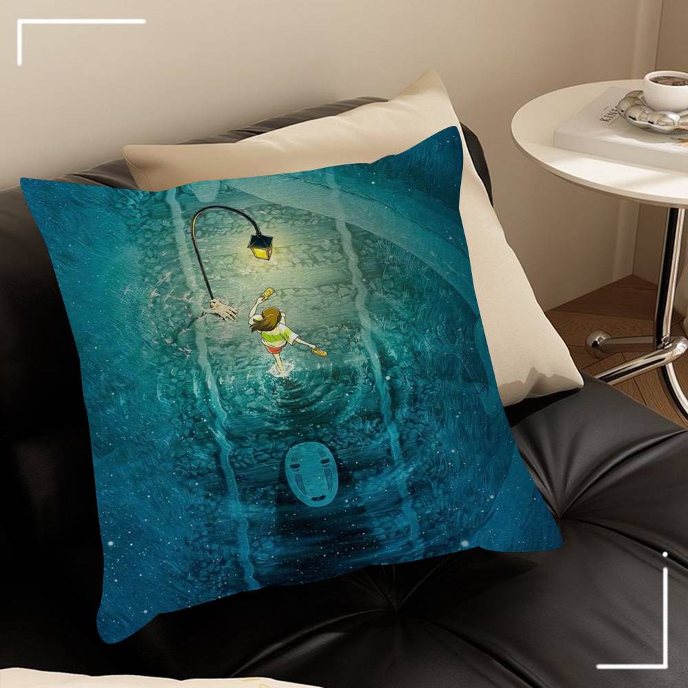 Spirited Away Anime Poster Maple Design Cushion Cover Happy Autumn Harvest Decor Holiday Decorati Pillow Cover