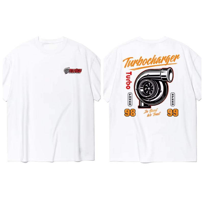 

2025 Summer Fashion Trend Turbocharged pattern printed T-shirts for men and women casual short-sleeved round-neck cotton tops 4XL