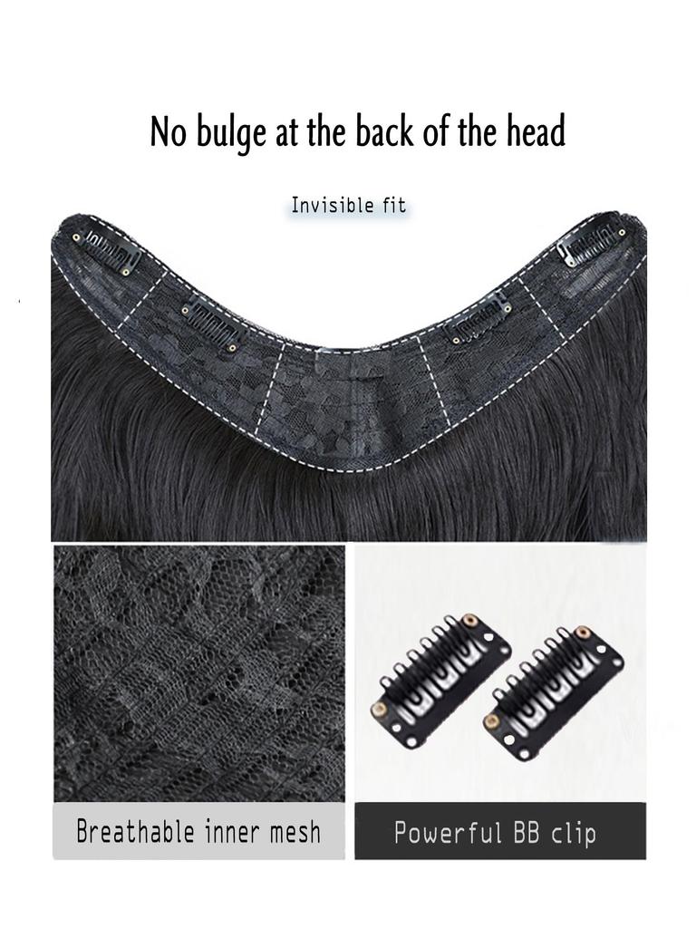 Bybrana V-shaped water ripple hair extensions black brown synthetic wig