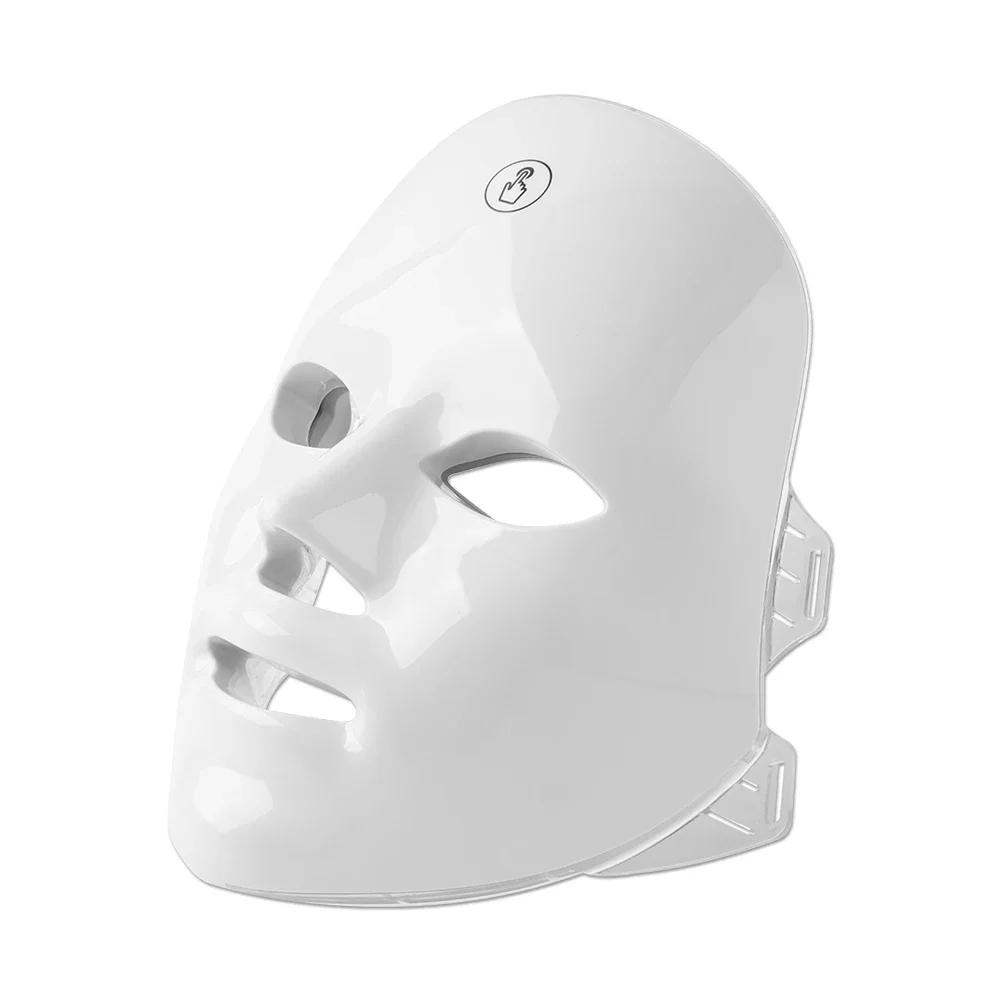 Rechargeable 7-Color LED Photon Facial & Neck Mask — Skin Rejuvenation, Whitening, Face Lifting, Anti-Wrinkle Beauty Device for Home SPA