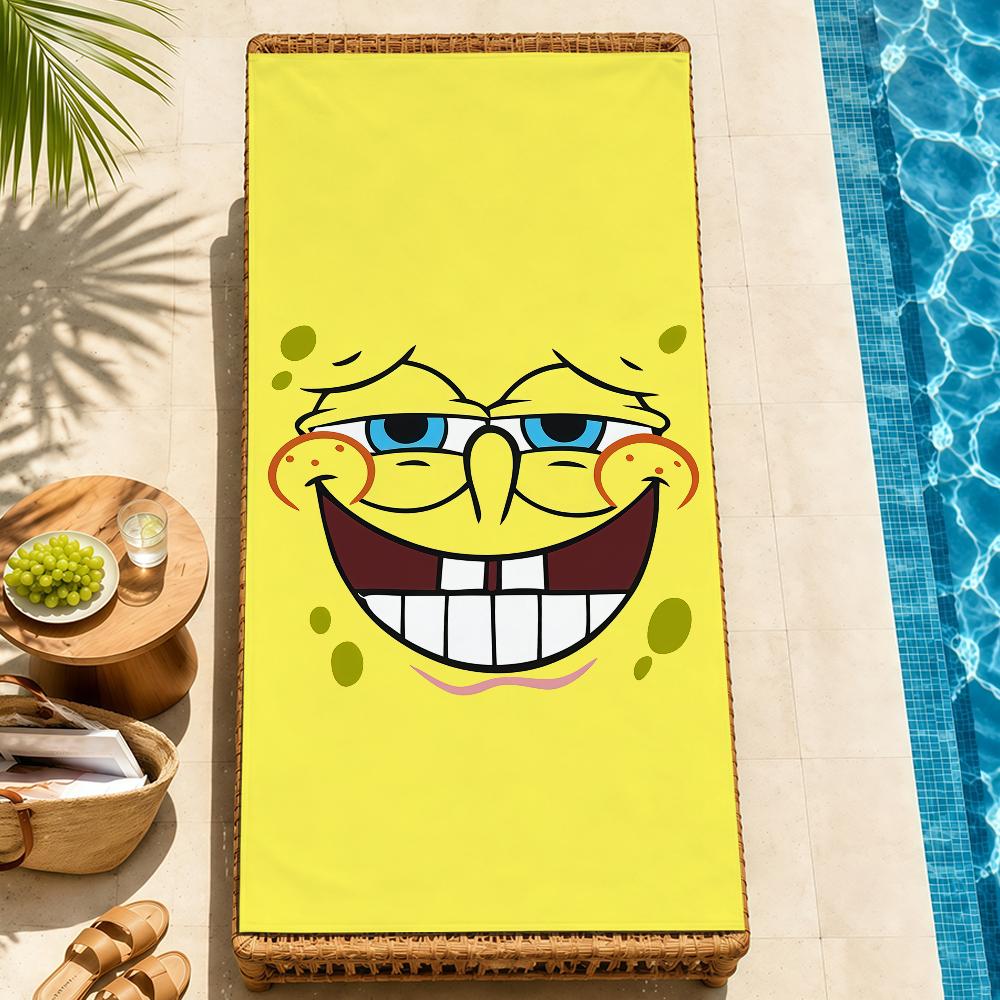 Beach Towels cute b-b-BobS-s Soft fun Quick Dry Pool cartoon s-S-S-SpongeS-eS bathing Towel Travel Gym Spa Camp sport face Gift
