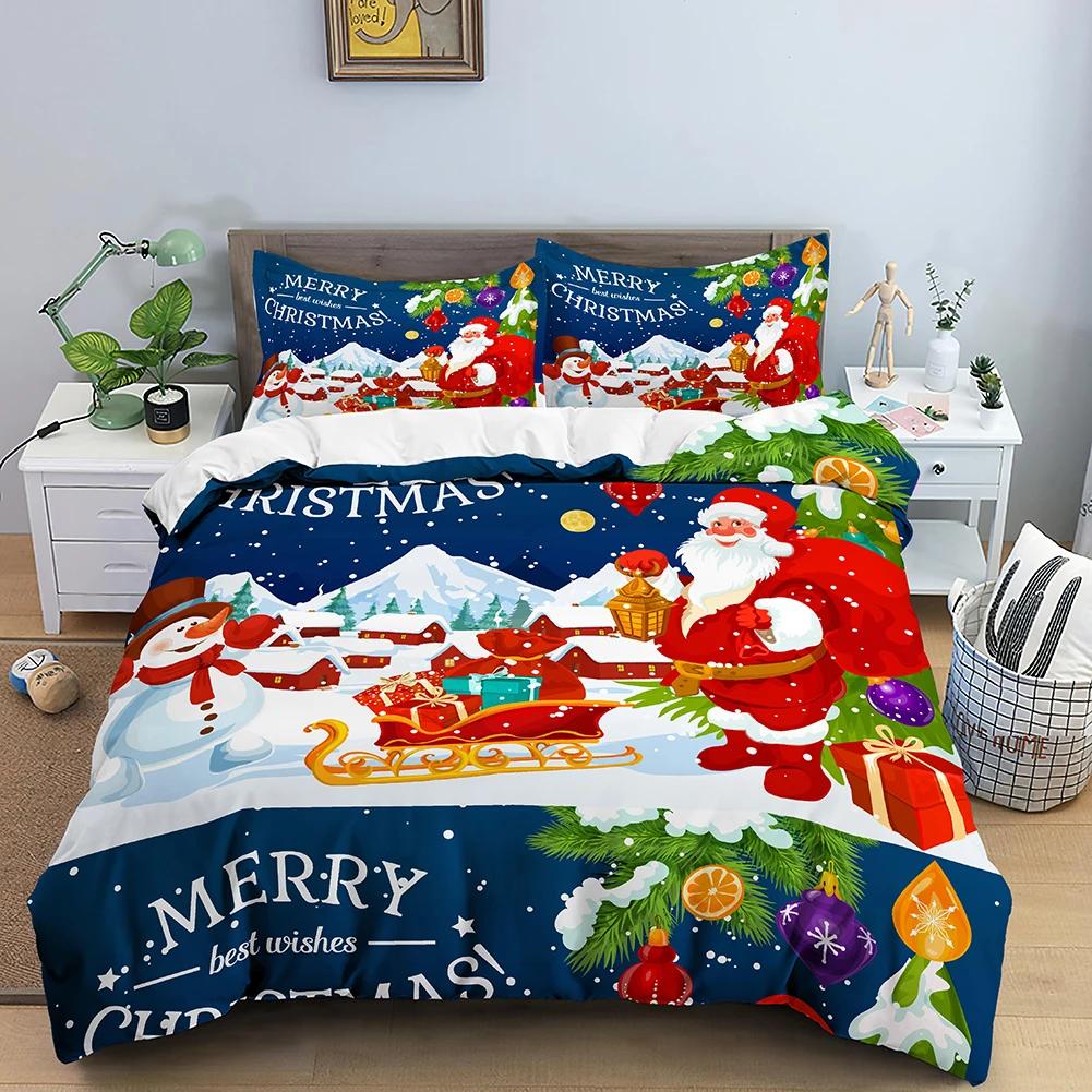 Comforter Christmas Snowman Christmas Hat Merry Christmas Style Decor King Queen Full Sizes For Women Men Kids Holiday Gifts