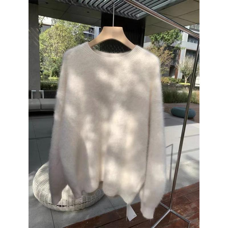 Women's Thick Mink-Like Plush Sweater - Cozy Autumn/Winter Knitted Pullover