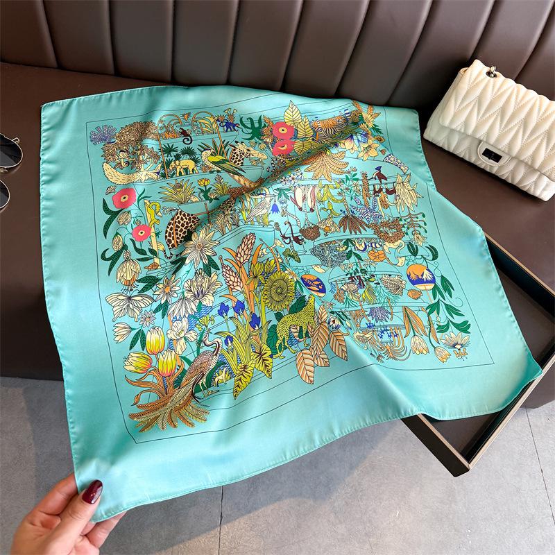 Jungle Simulation Silk Printing Silk Scarf Square Scarf High-end Shawl Sunscreen Neck Professional Scarf Headscarf Scarf