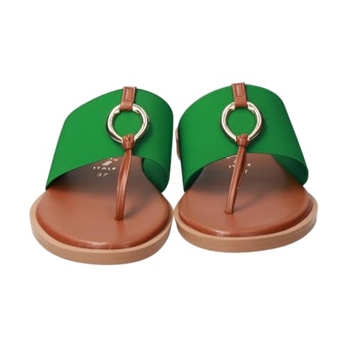 Bridget Birkin Women's Metal Motif Thong Sandals, Green, Size 23.0 Cm