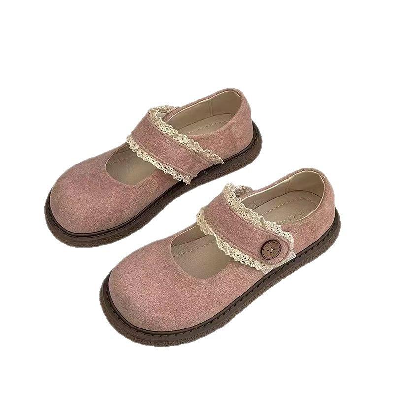 New college style Velcro Mary Jane shoes autumn height increase soft sole retro shallow mouth single shoes